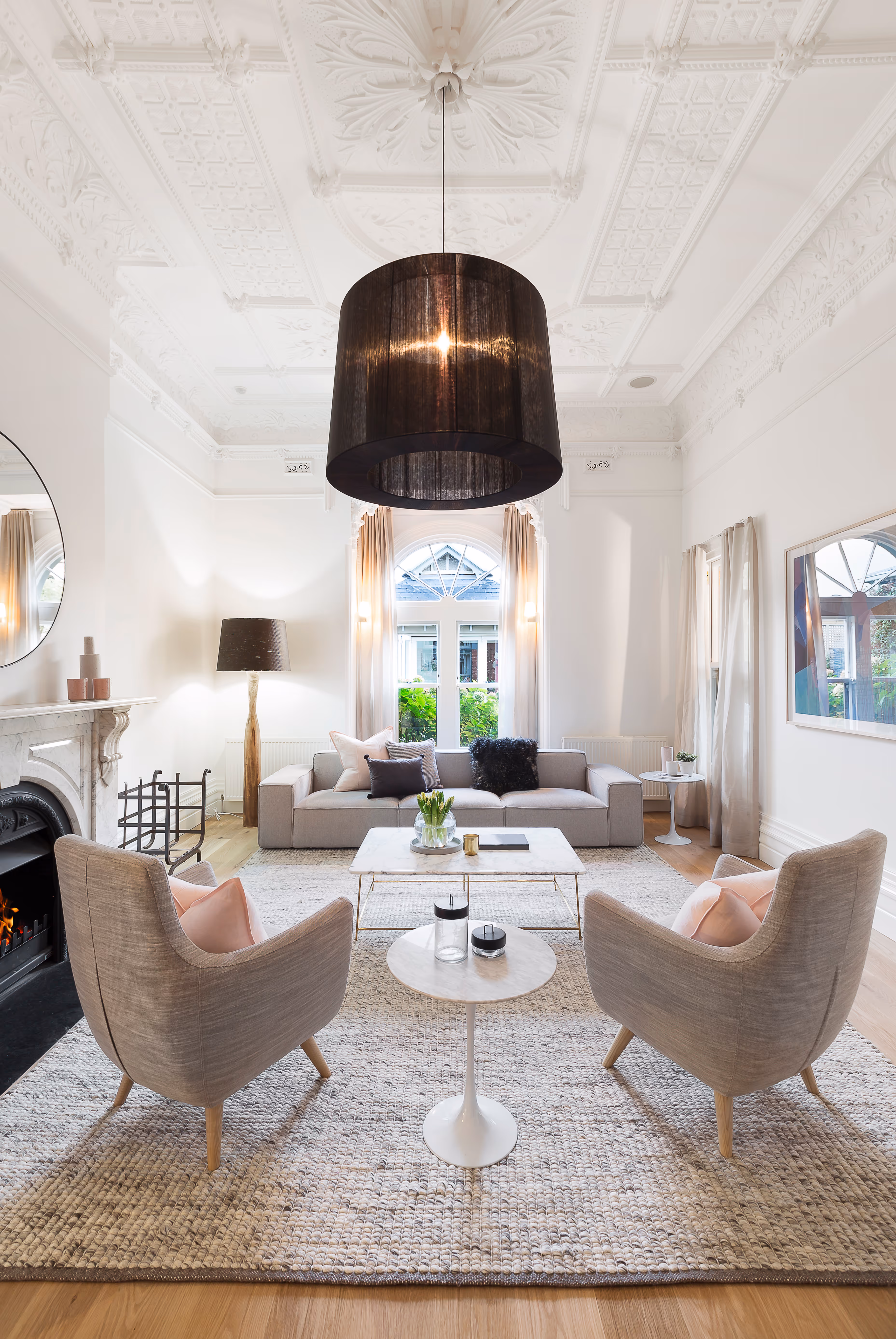 A composed interior room with natural light